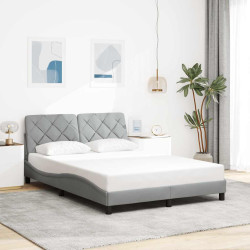 Estrutura de cama sem colchão 140x190 cm tecido cinzento-claro