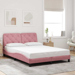 Estrutura de cama sem colchão 120x200 cm veludo rosa