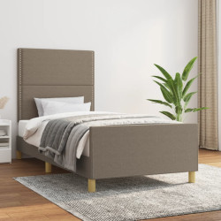 Estrutura de cama sem colchão 90x190 cm tecido cinzento