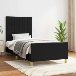 Estrutura de cama sem colchão 80x200 cm tecido preto