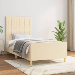 Estrutura de cama sem colchão 90x200 cm tecido creme