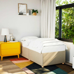 Estrutura de cama sem colchão 90x200 cm tecido creme