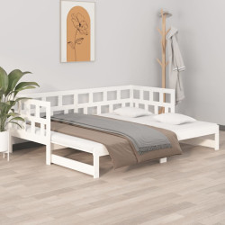 Estrutura sofá-cama de puxar 2x(80x200) cm pinho maciço branco
