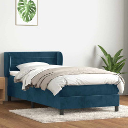 Cama com molas/colchão 80x220 cm veludo azul-escuro
