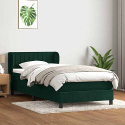 Cama com molas/colchão verde-escuro 80x220 cm veludo