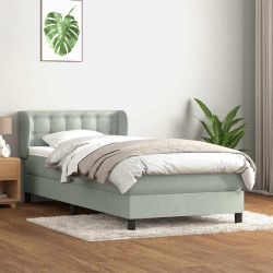 Cama com molas/colchão cinzento-claro 80x220 cm veludo