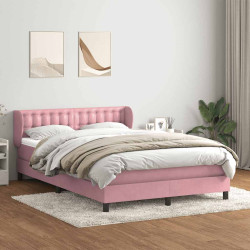 Cama com molas/colchão 140x220 cm veludo rosa