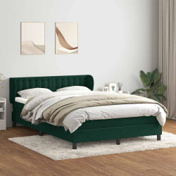 Cama com molas/colchão 160x220 cm veludo verde-escuro
