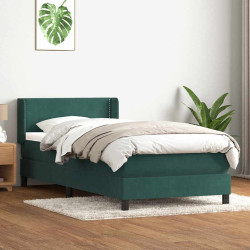 Cama com molas/colchão verde-escuro 80x220 cm veludo