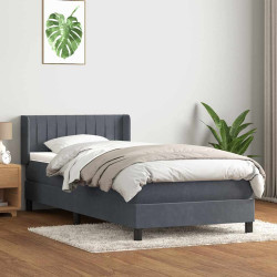Cama com molas/colchão cinza-escuro 80x220 cm veludo