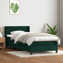 Cama com molas/colchão verde-escuro 80x220 cm veludo