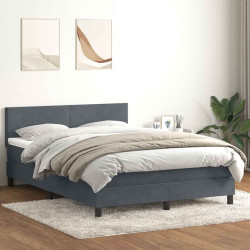 Cama com molas/colchão 160x210 cm veludo cinzento-escuro