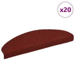 Tapetes de escada autoadesivos 20 peças 65x21x4 cm vermelho bordô meio redondo grande