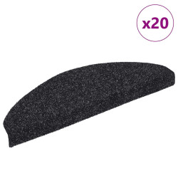 Tapetes de escada autoadesivos 20 peças 65x21x4 cm pretos semicirculares grandes