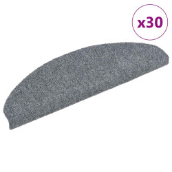 Tapetes de escada autoadesivos 30 peças 65x21x4 cm cinza claro semicircular grande