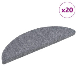 Tapetes de escada autoadesivos 20 peças 56x17x3 cm cinza claro semicircular