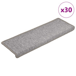 Tapetes de escada 30 peças 65x21x4 cm cinza claro com borda retangular