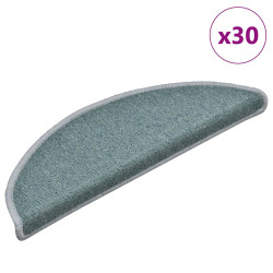 Tapetes de escada 30 peças 56x17x3 cm azul-marinho semicircular