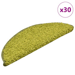 Tapetes de escada 30 peças 56x17x3 cm verde semicircular