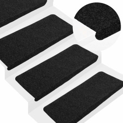Tapetes de escada adesivos 30 pcs 65x24,5x3,5 cm preto