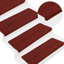 Tapetes de escada adesivos 30 pcs 65x22,5x3,5 cm vermelho
