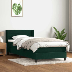 Cama com molas/colchão verde-escuro 80x220 cm veludo