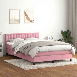 Cama com molas/colchão 140x220 cm veludo rosa