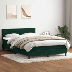Cama com molas/colchão 160x220 cm veludo verde-escuro