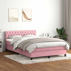 Cama com molas/colchão 140x210 cm veludo rosa