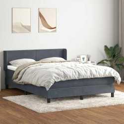 Cama com molas/colchão 160x210 cm veludo cinzento-escuro