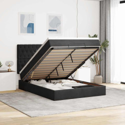 Estrutura de cama otomana com colchões 140x190 cm veludo preto