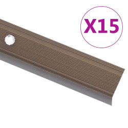 Perfil p/ escada em forma de l 15 pcs alumínio 100 cm castanho