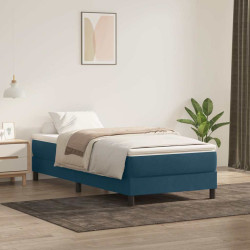 Cama com molas sem colchão 90x220 cm veludo azul-escuro