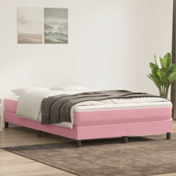 Cama com molas/colchão 140x220 cm veludo rosa