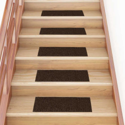 Tapetes de escada autoadesivos 30 peças 60x25 cm marrom retangular