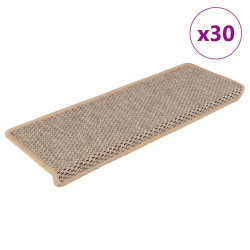 Tapetes escada adesivos aspeto sisal 30pcs 65x21x4cm bege-claro