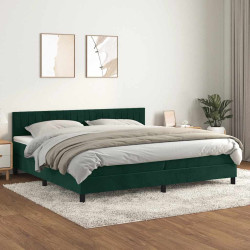 Cama com molas/colchão 200x200 cm veludo verde-escuro