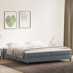 Cama com molas sem colchão 200x220 cm veludo cinzento-escuro
