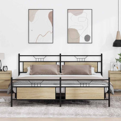 Estrutura de cama sem colchão 200x200cm metal carvalho sonoma