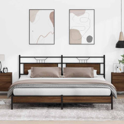 Estrutura cama sem colchão 193x201 cm metal carvalho castanho