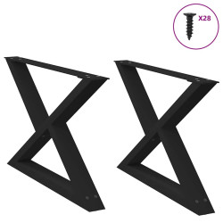 Pés para mesa de centro 2 peças preto 70x(42-43,3) cm aço