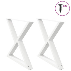 Pés para mesa de jantar 2 peças, branco, 90x(72-73,3) cm, aço