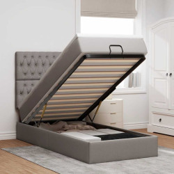 Cama otomana com colchão 90x200 cm tecido cinza