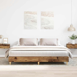 Estrutura de cama sem colchão 200x200 cm madeira velha