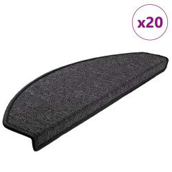 Tapetes de escada 20 peças 65x24x4 cm antracite meio redondo grande
