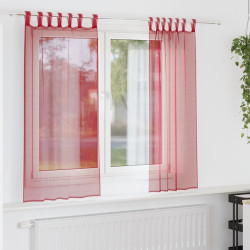 Cortinas de voile com bolsos para varão 2 pcs vermelho tinto
