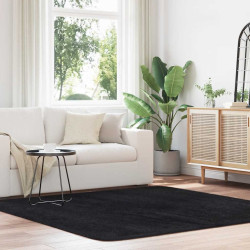 Tapete shaggy de pelo alto navarra 200x200 cm poliéster preto