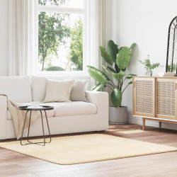 Tapete shaggy de pelo alto navarra 160x160 cm poliéster creme