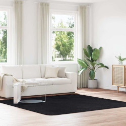 Tapete shaggy de pelo alto navarra 240x240 cm poliéster preto