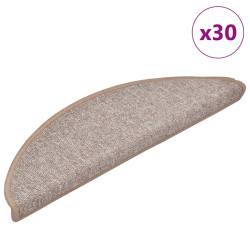 Tapetes de escada 30 peças 56x17x3 cm marrom claro semicircular